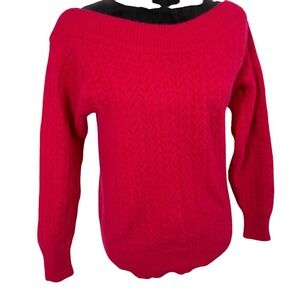 Women's Pink 100% Wool off the shoulder Sweater Small Classy Coquette
